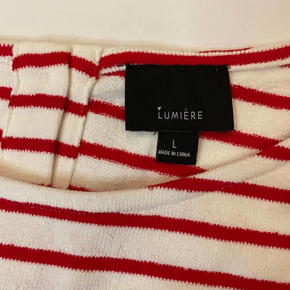 Lumiere Womens Red White Striped 100% Cotton Short Sleeve Romper Large - Picture 3 of 7
